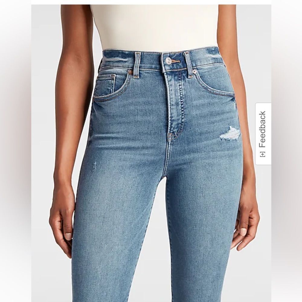 Super High Waisted Ripped Raw Step Hem Supersoft Mom Jeans